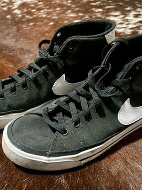 Nike Black Canvas Court Legacy High-Top Sneakers